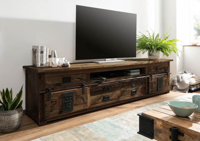 TV-Board Mango 240x50x60 braun lackiert RAILWAY #456