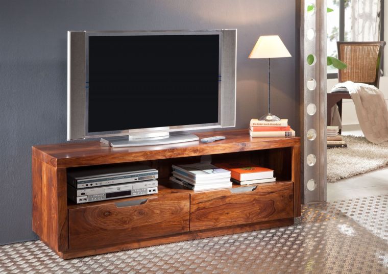 TV-Board Sheesham 140x45x50 walnuss lackiert DUKE #122