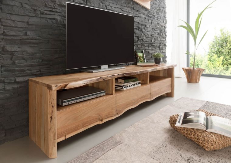 TV-Board Akazie 191x45x50 natur lackiert PURE ACACIA #109