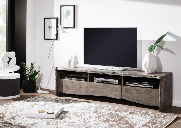 TV-Board Akazie 191x45x50 grau lackiert PURE ACACIA #404