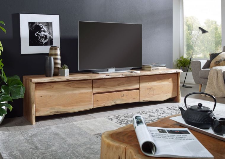 TV-Board Akazie 220x45x50 natur lackiert PURE ACACIA #704