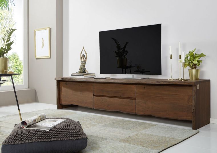 TV-Board Akazie 220x45x50 braun lackiert PURE ACACIA #804