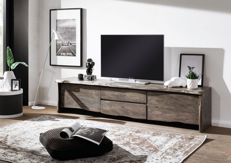 TV-Board Akazie 220x45x50 grau lackiert PURE ACACIA #904