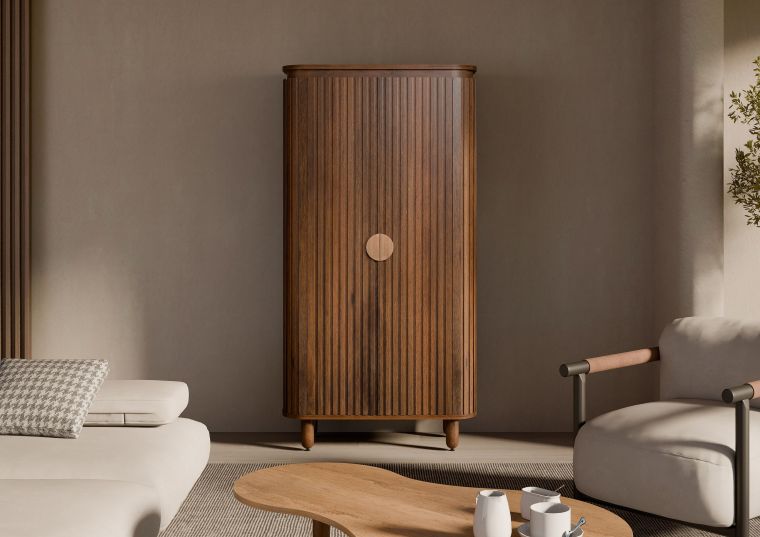 Schrank Mango 92x40x180 braun geölt KYOTO #116