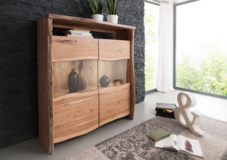 Highboard Akazie 131x45x147 natur lackiert PURE ACACIA #105