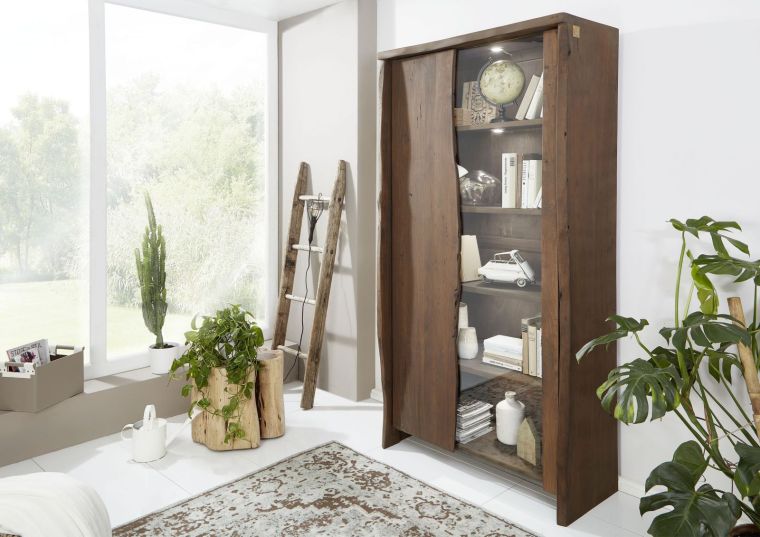 Vitrine Akazie 105x45x204 braun lackiert PURE ACACIA #811