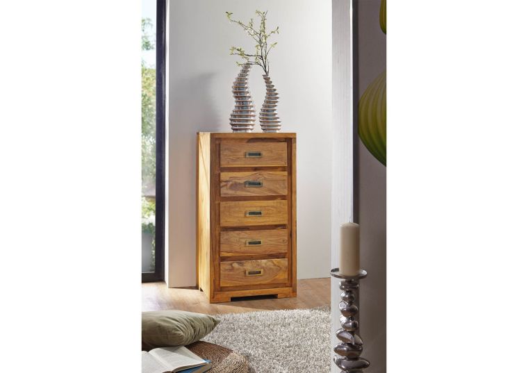 Kommode Sheesham 60x47x110  braun geölt NATURE BROWN #853