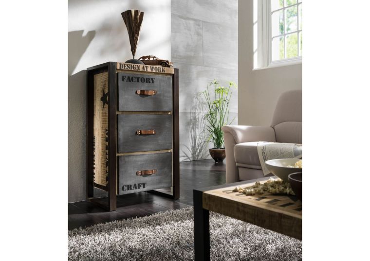 Kommode Mango 60x40x105 natur bedruckt FACTORY #103