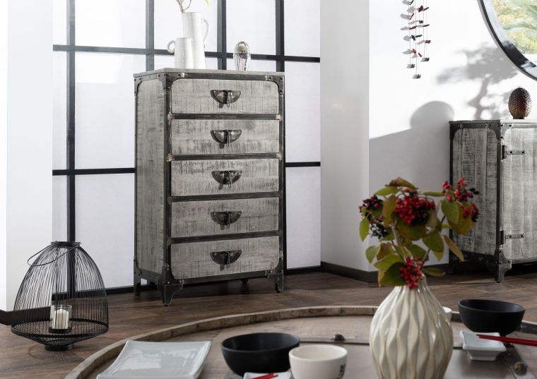 Kommode Mango 67x40x114 grau lackiert TOKYO #103