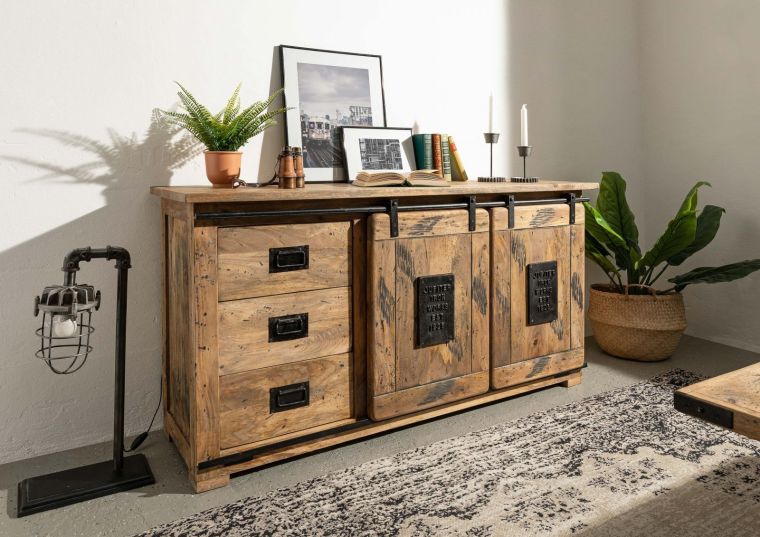 Sideboard Mango 150x45x80 natur lackiert RAILWAY #100