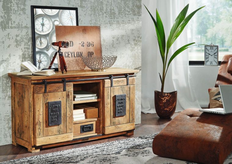 Sideboard Mango 128x45x70 natur lackiert RAILWAY #102