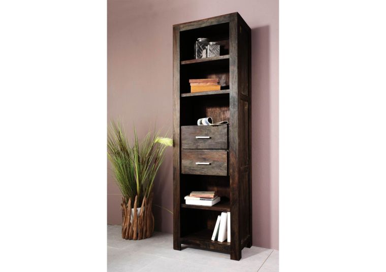 Regal Sheesham 60x40x200 grau lackiert METRO POLIS #111