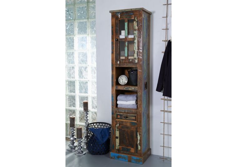 Schrank Altholz 44x36x190 mehrfarbig lackiert NATURE OF SPIRIT BAD #103