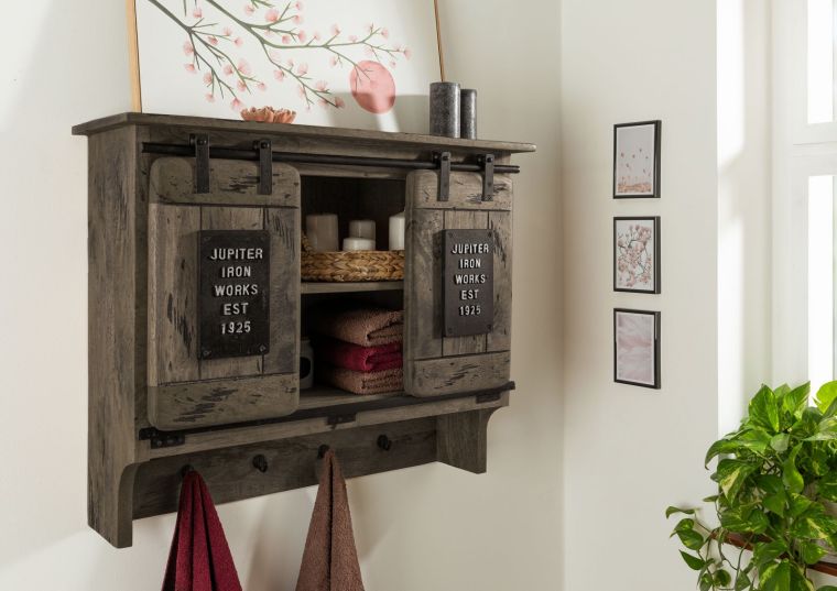 Wandgarderobe Mango 90x30x75 grau lackiert RAILWAY  #260