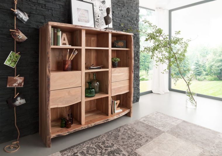 Bücherregal Akazie 142x45x147 natur lackiert PURE ACACIA #112