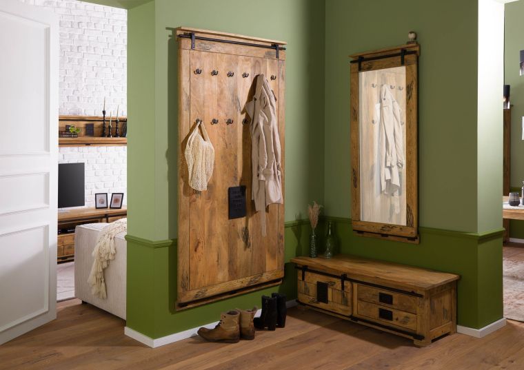Wandgarderobe Mango 100x8x190 natur lackiert RAILWAY #1008