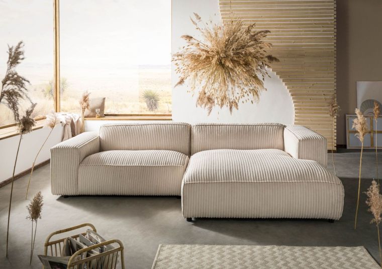 Ecksofa 279x164x69 Cord elfenbein VALENCIA