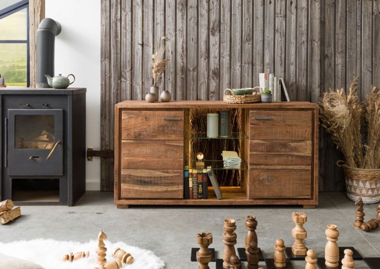 Sideboard Akazie 145x40x78 natur lackiert BARK #100