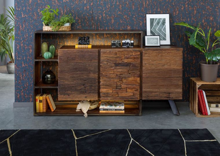 Kommode Akazie / Altholz 175x40x100 braun lackiert SEVILLA #05