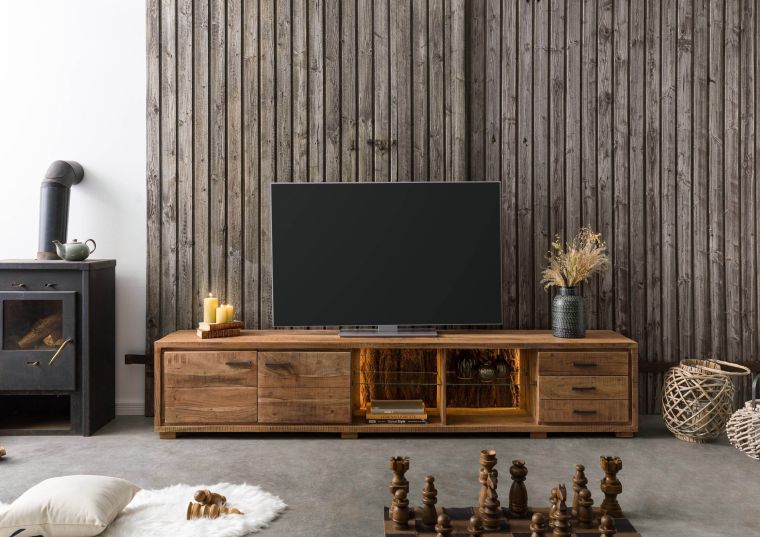 TV-Board Akazie 235x40x47 natur lackiert BARK #116