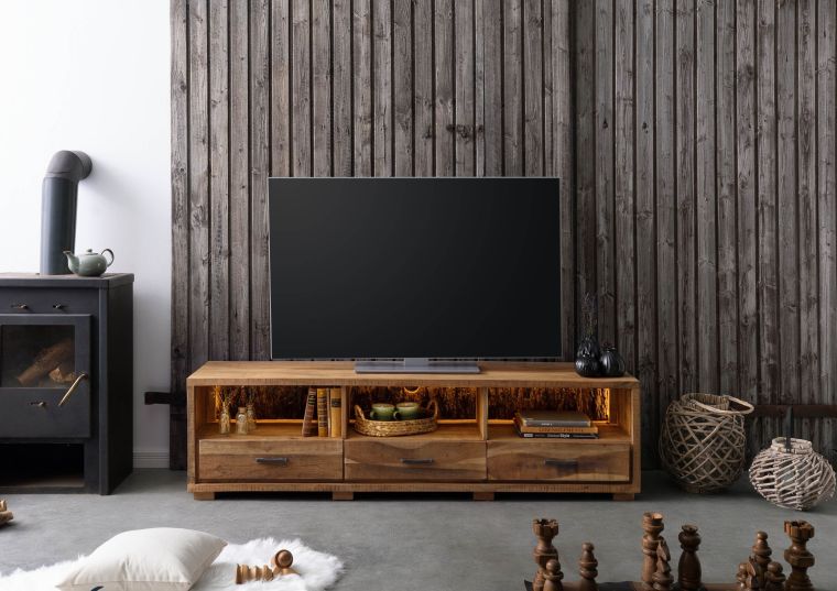 TV-Board Akazie 175x40x47 natur lackiert BARK #117