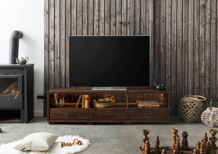 TV-Board Akazie 175x40x47 dunkelbraun lackiert BARK #217