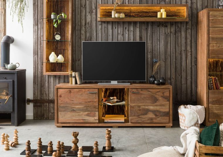 TV-Board Akazie 175x40x63 natur lackiert BARK #111