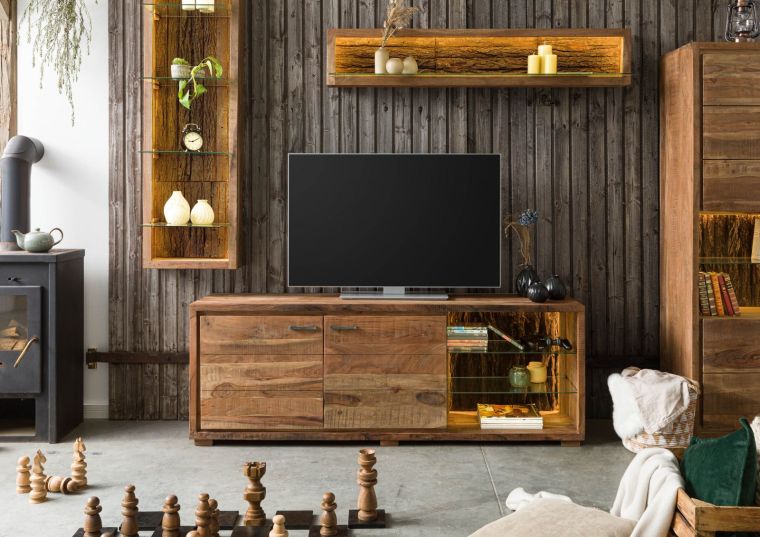 TV-Board Akazie 175x40x63 natur lackiert BARK #112