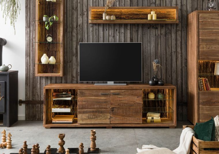 TV-Board Akazie 200x40x63 natur lackiert BARK #113