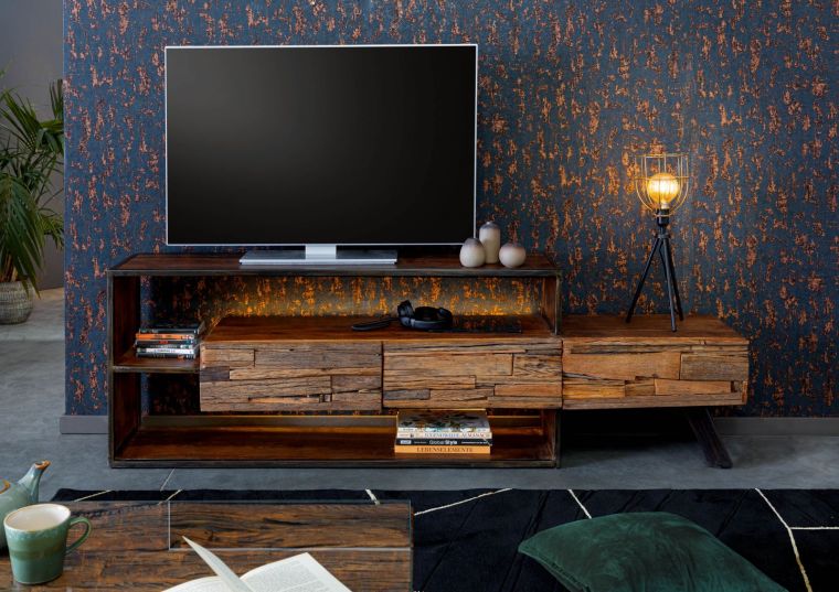 TV-Board Akazie / Altholz 195x40x60 braun lackiert SEVILLA #04