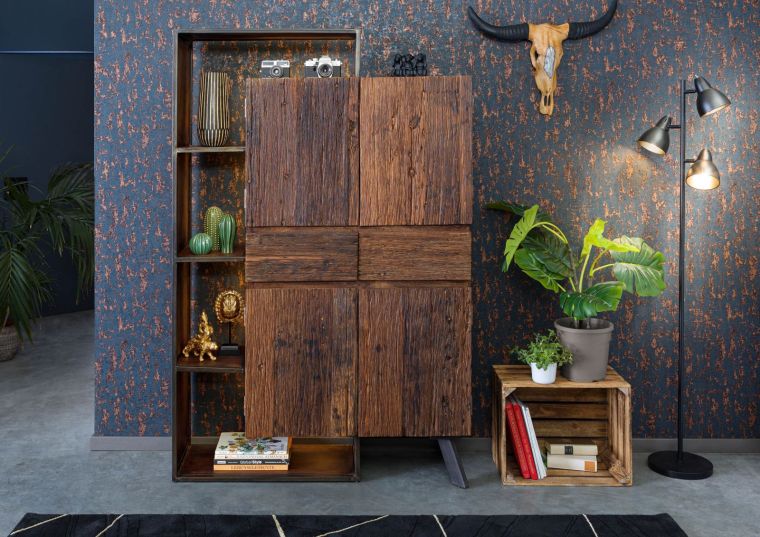 Schrank Akazie / Altholz 118x40x183 braun lackiert SEVILLA #01