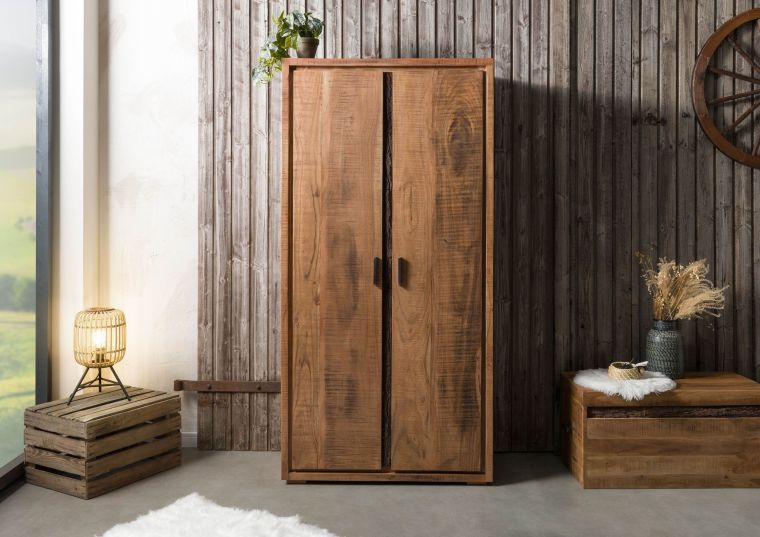 Garderobenschrank Akazie 88x45x180 natur lackiert BARK #118