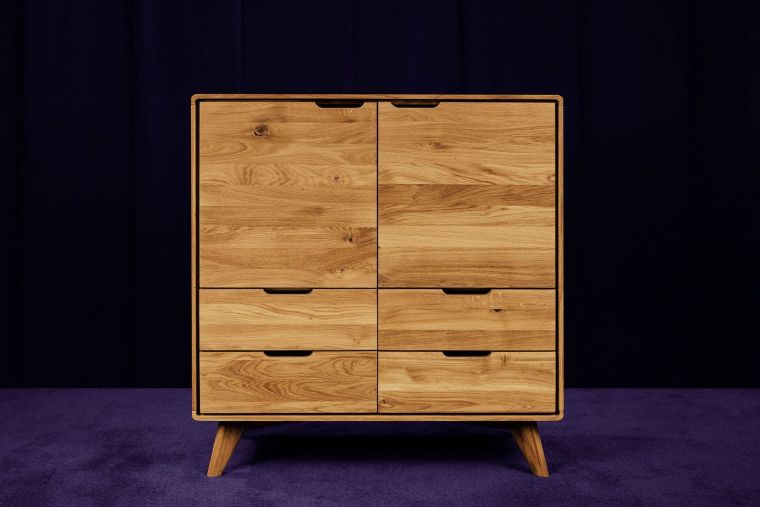 Kommode Wildeiche 90x40x92 natur geölt MALMÖ #23