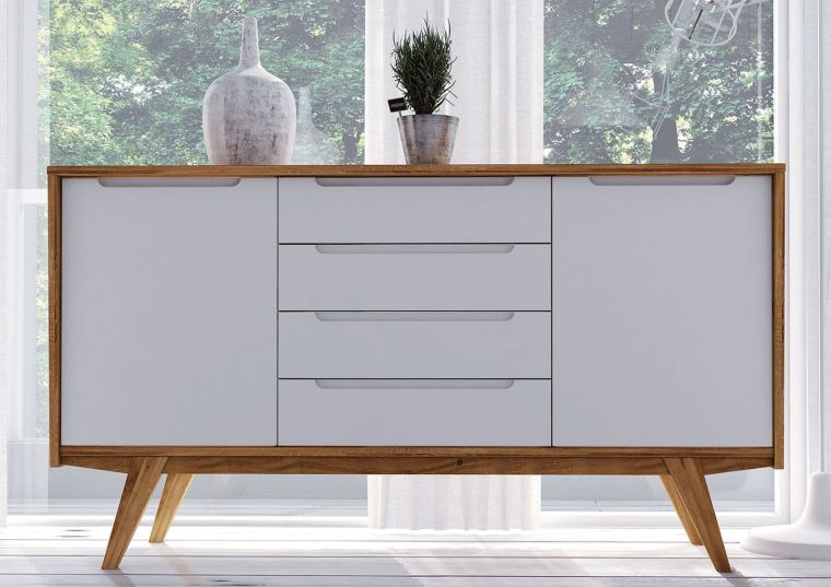Kommode Wildeiche 160x48x88 natur geölt/weiß ORIGINAL RETRO #09