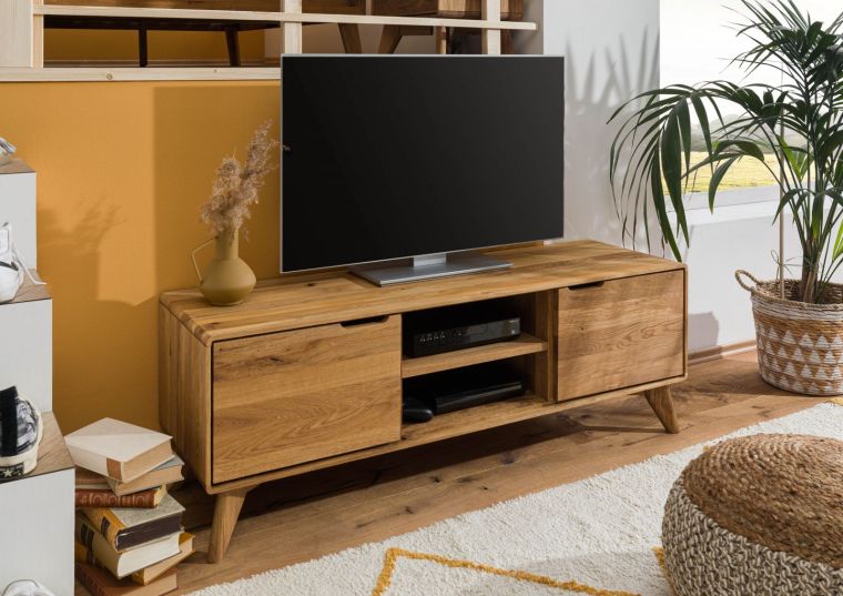 TV-Board Wildeiche 134x40x48 natur geölt MALMÖ #33