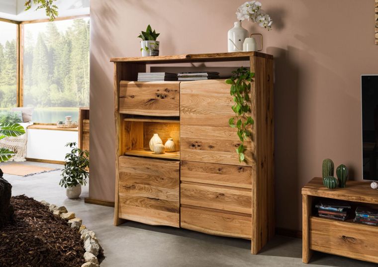 Highboard Wildeiche 131x45x147 natur geölt PURE OAK #703