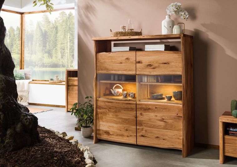 Highboard Wildeiche 131x45x147 natur geölt PURE OAK #105