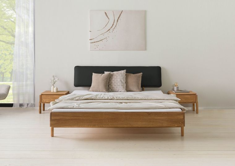 Bett Eiche 180x200x94 natur geölt, Kopfteil anthrazit KIEL #03