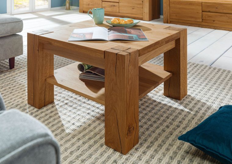 Couchtisch Wildeiche 70x70x45 braun geölt KENT #314