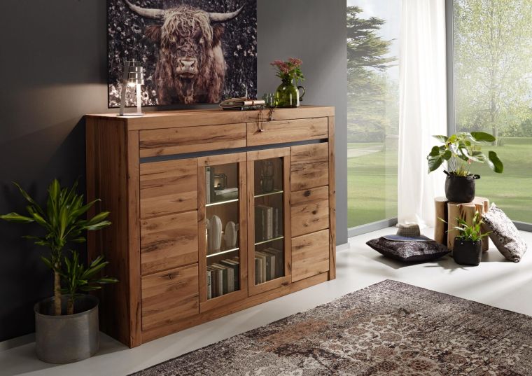 Highboard Wild-/Zerreiche 170x45x125 natur geölt MONTREUX #112