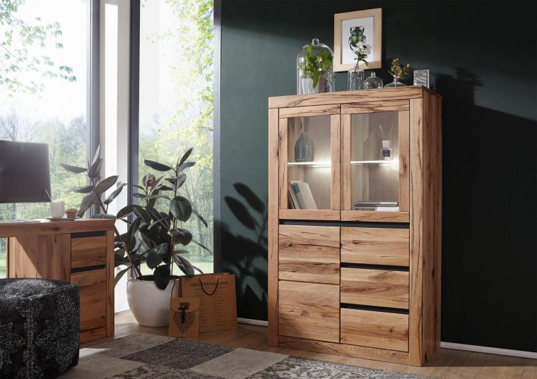 Highboard Wild-/Zerreiche 95x42x150 natur geölt MONTREUX #123