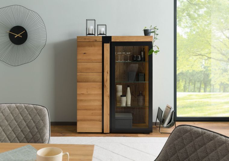 Highboard Eiche 110x45x144 natur geölt ROTTERDAM #100