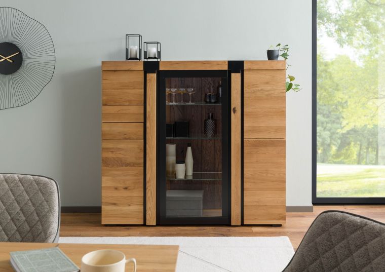 Highboard Wildeiche 161x45x144 natur geölt ROTTERDAM #101