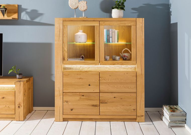 Highboard Wildeiche 123x40x142 natur geölt KENT #104
