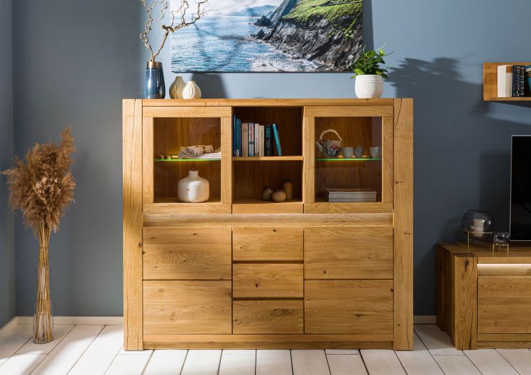 Highboard Wildeiche 163x40x142 natur geölt KENT #105