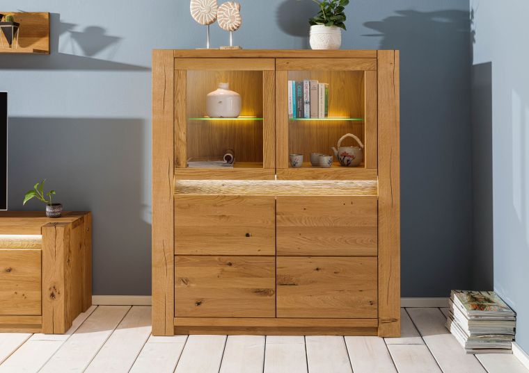 Highboard Wildeiche 123x40x142 braun geölt KENT #304