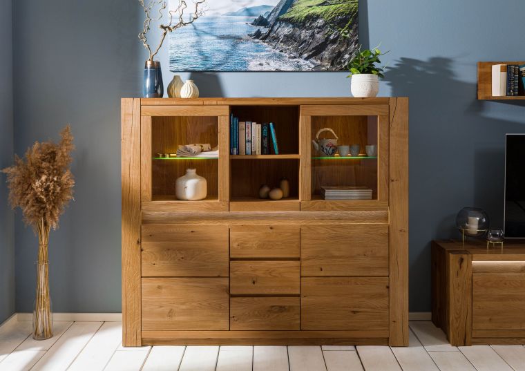 Highboard Wildeiche 163x40x142 braun geölt KENT #305