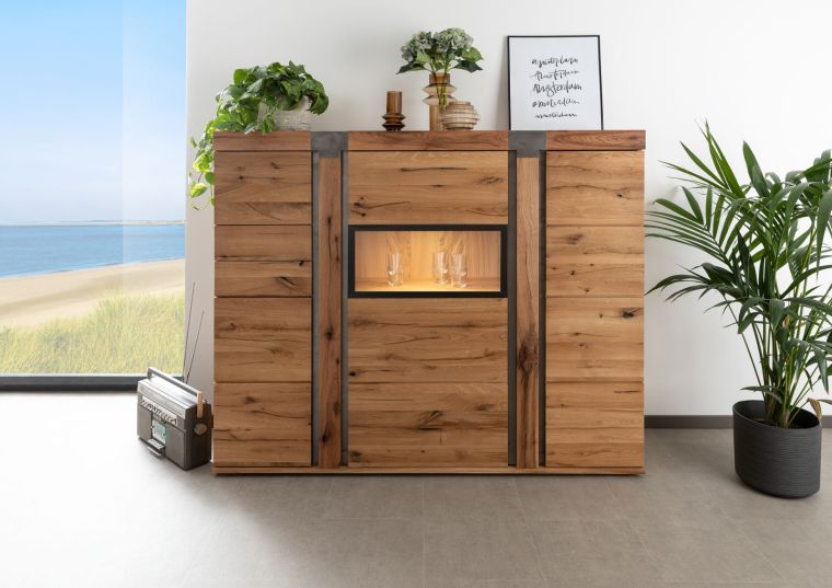 Highboard Wildeiche / Zerreiche 160x45x142 natur NEW AMSTERDAM #07