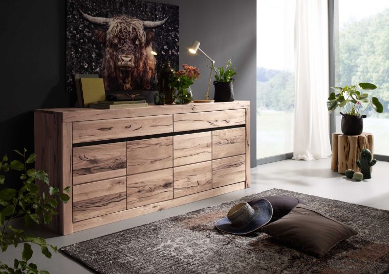 Sideboard Wild-/Zerreiche 202x45x85 bianco geölt MONTREUX #211