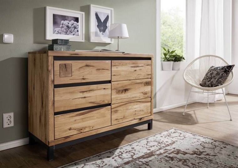 Sideboard Wildeiche 120x45x85 natur geölt VILLANDERS #110